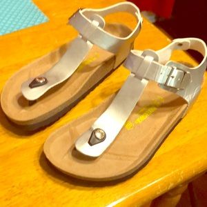 Birkenstock silver new never worn size 8.5 or 39